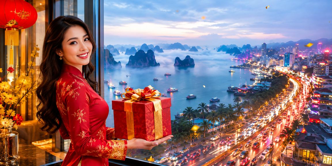 Không khí rực rỡ neon tại Vịnh Hạ Long với người tham gia xổ số và nhận thưởng khuyến mãi